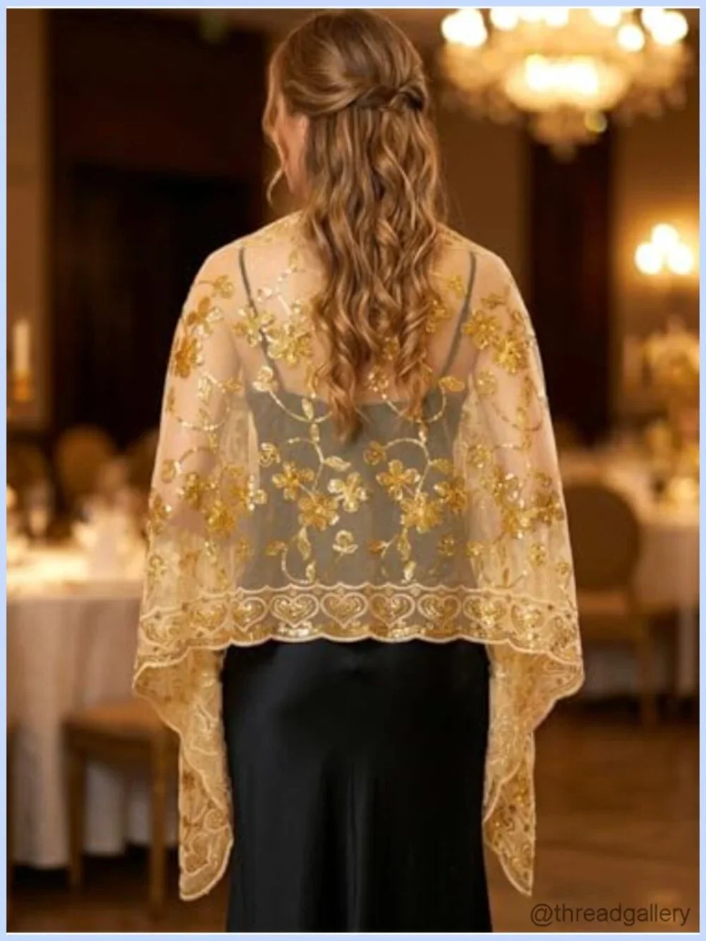 Sequin Shawl Wrap for Women Evening Dresses Wedding Stole Cape Bridal